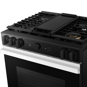 Samsung Bespoke 30 in. 6 cu. ft. Smart Air Fry True European Convection Slide-In Gas Range with 5 Sealed Burners & Griddle - White Glass, White Glass, hires