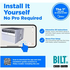 Midea 8,000 BTU 115V Smart Window Air Conditioner with 3 Fan Speeds, Sleep Mode & Remote Control - White, , hires