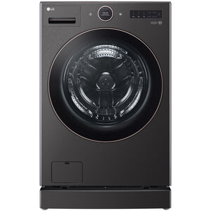 LG 27 in. 5.0 cu. ft. Smart Stackable Front Load Washer with AI DD Built-In Intelligence, TurboWash 360 Technology, Allergiene, Sanitize & Steam Wash Cycle - Black, , hires