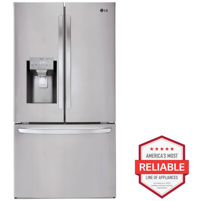 LG 36 in. 26.2 cu. ft. Smart French Door Refrigerator with External Ice & Water Dispenser - PrintProof Stainless Steel | LFXS26973S
