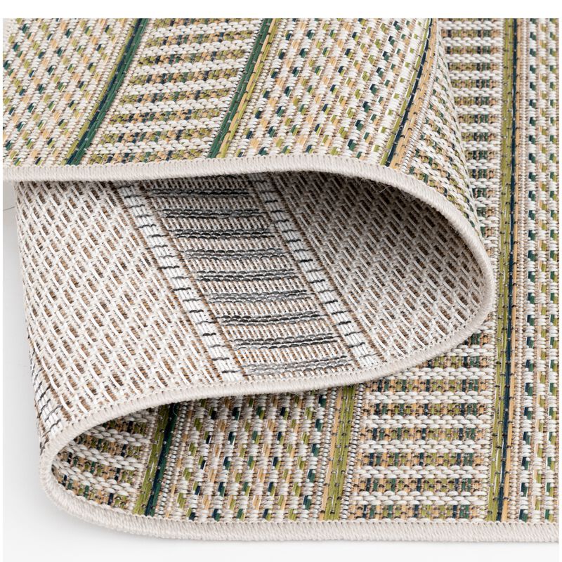 Natco Colourscape Collection Outdoor Area Rug Medilina 7'10"x 9'10"- Green/Ecru, , hires