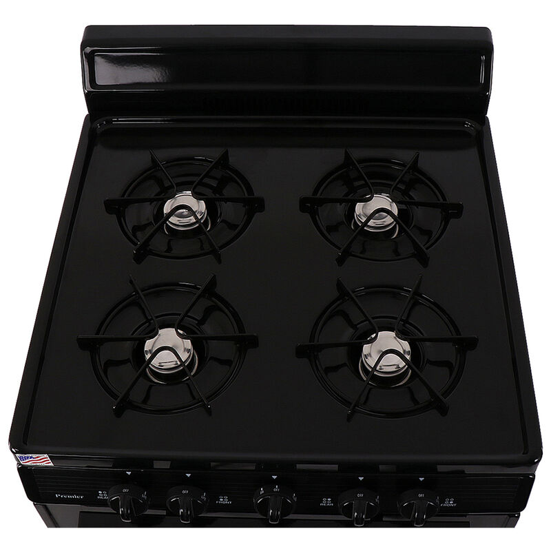 Premier 24 in. 3.0 cu. ft. Oven Freestanding Gas Range with 4 Open Burners - Black, Black, hires