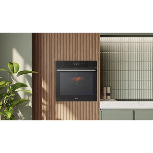 LG 24 in. 3 cu. ft. Smart Steam Electric Single Wall Oven with True European Convection - Matte Black, , hires