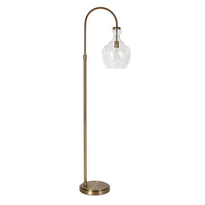Hudson & Canal Verona Brass Arc Floor Lamp with Seeded Glass Shade | FL0266