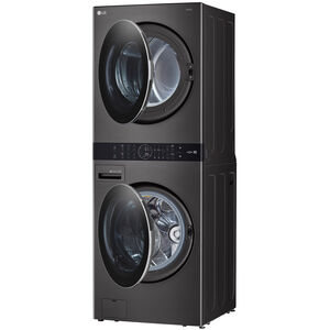 LG 27 in. WashTower with 4.5 cu. ft. Washer with 6 Wash Programs & 7.4 cu. ft. Gas Dryer with 6 Dryer Programs, Sensor Dry & Wrinkle Care - Black Steel, Black Steel, hires