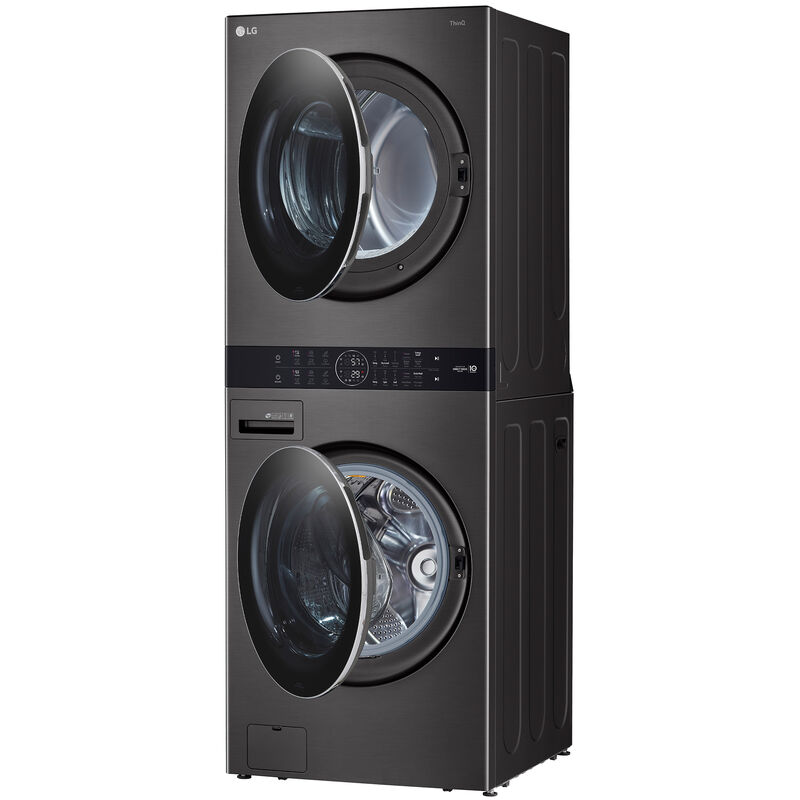 LG 27 in. WashTower with 4.5 cu. ft. Washer with 6 Wash Programs & 7.4 cu. ft. Gas Dryer with 6 Dryer Programs, Sensor Dry & Wrinkle Care - Black Steel, Black Steel, hires