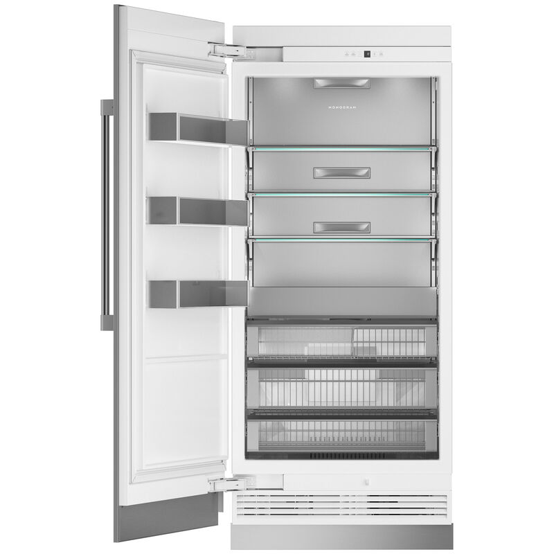 Monogram 36 in. 21.2 cu. ft. Left Hinged Built-in Smart Upright Freezer with Ice-Maker & Adjustable Shelves - Custom Panel Ready, , hires