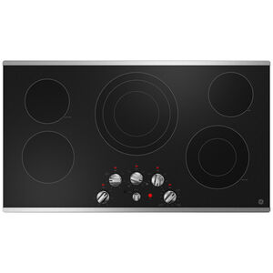 GE 36 in. 5-Burner Electric Cooktop with Simmer Burner & Power Burner - Stainless Steel, , hires