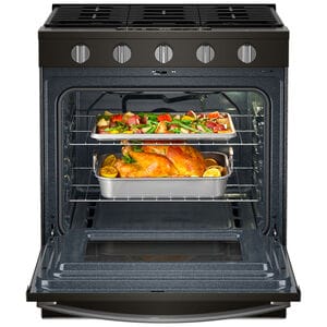 Whirlpool 30 in. 5.0 cu. ft. Smart Air-Fry Standard Convection Slide-In Gas Range with 5 Sealed Burners - Black Stainless, , hires