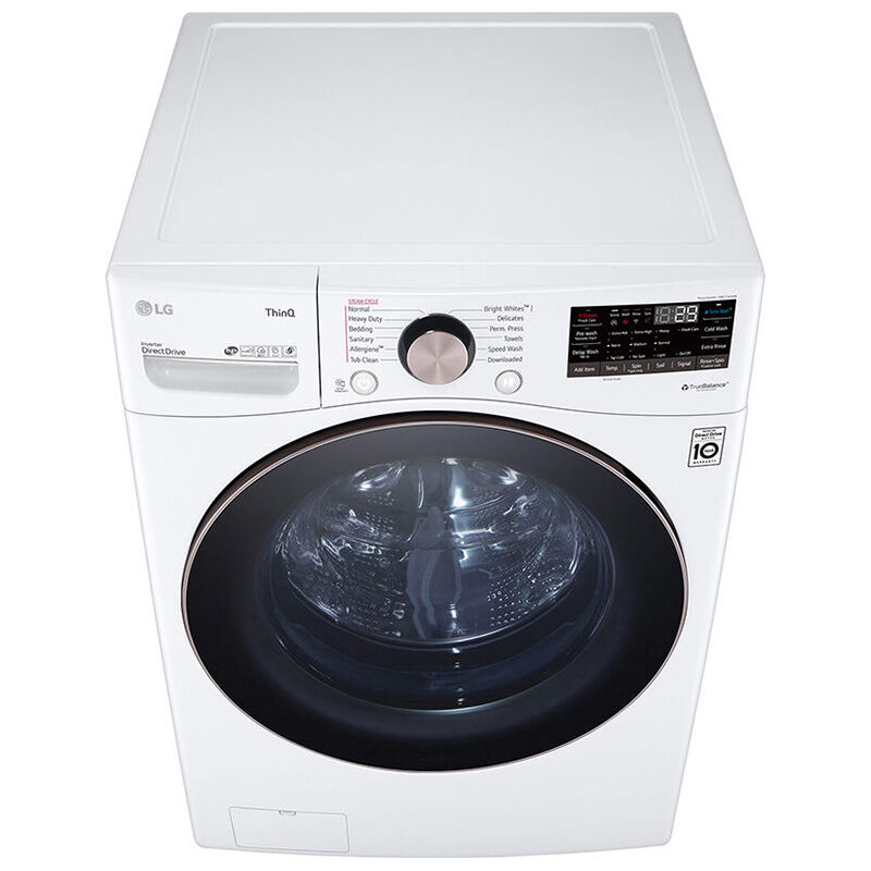 LG 27 in. 4.5 cu. ft. Smart Stackable Front Load Washer with TurboWash 360, Sanitize & Steam Wash Cycle - White, White, hires