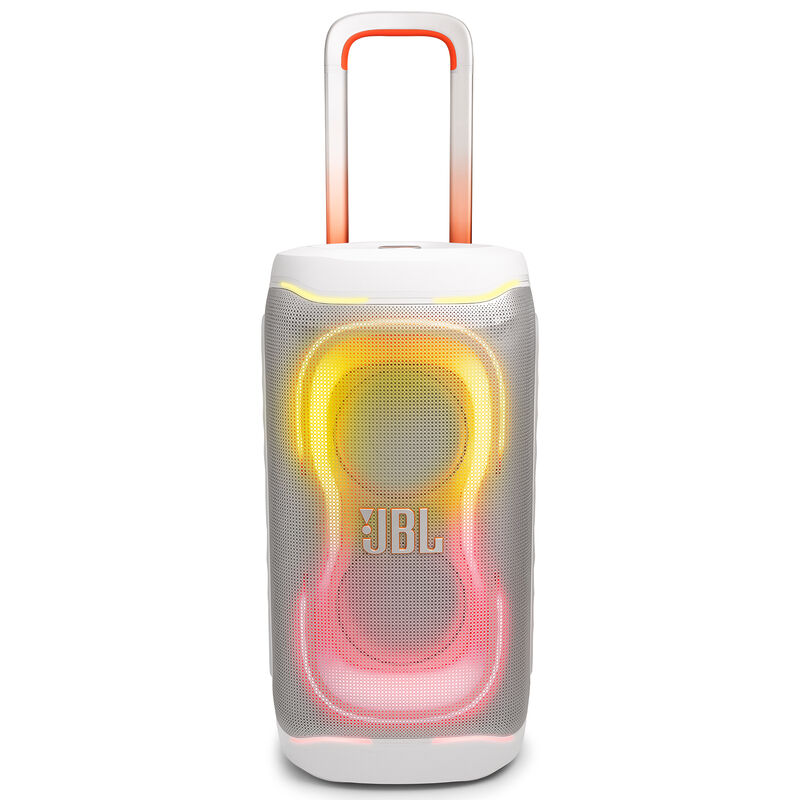 JBL PartyBox 330 Portable Party Speaker with JBL Legendary Sound, Futuristic Lighting, A Lelescopic Handle and Wide Wheels - White, , hires