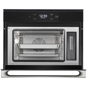 JennAir Noir 24 in. 1.3 cu. ft. Smart Steam Electric Single Wall Oven with True European Convection - Floating Glass Black, , hires