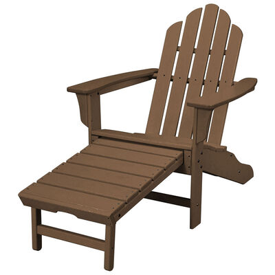 Hanover All-Weather Contoured Adirondack Chair With Hideaway Ottoman - Teak | HVLNA15TE