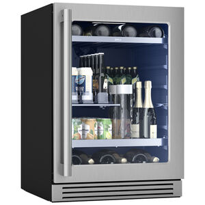 Zephyr Presrv Series 24 in. Built-In/Freestanding 5.6 cu. ft. Compact Beverage Center with Adjustable Shelves & Digital Control - Stainless Steel, , hires