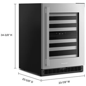KitchenAid 24 in. Undercounter Right Hinged Wine Cooler with Metal Racks, Dual Temperature Zone(s) & 46-Bottle Capacity - Stainless Steel with Black Cabinet, , hires