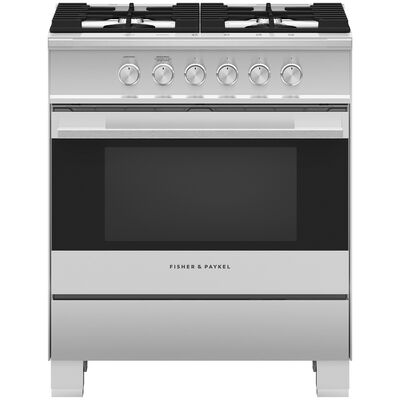 Fisher & Paykel Series 5 Contemporary 30 in. 3.5 cu. ft. Convection Oven Freestanding Gas Range with 4 Sealed Burners - Stainless Steel | OR30SDG4X1