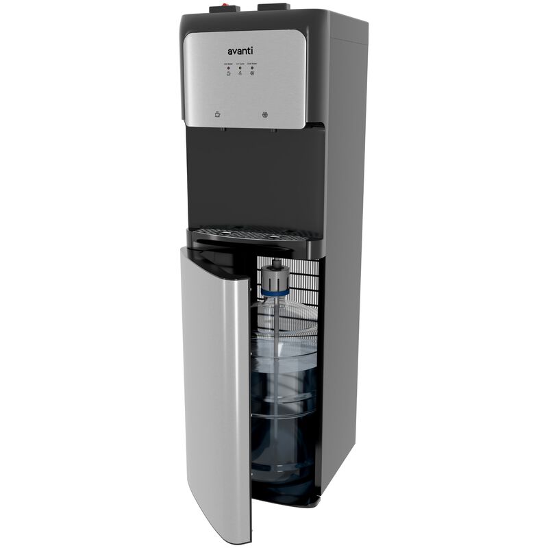 Avanti 12 in. Freestanding Hot & Cold Water Dispenser with Child Safety Guard - Stainless Steel with Black Cabinet, , hires