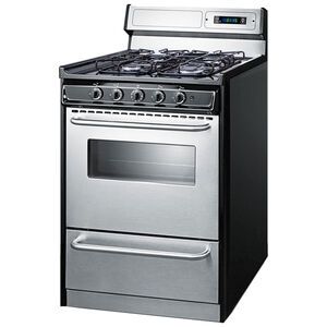 Summit 24 in. 2.9 cu. ft. Oven Freestanding Gas Range with 4 Sealed Burners - Stainless Steel, , hires