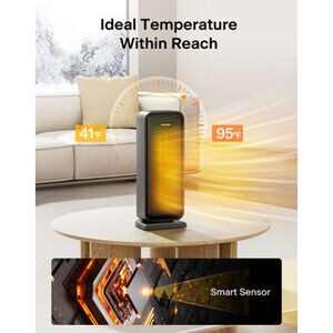 Pelonis 1500 W Oscillating Ceramic Space Heater with 2 Heat Settings - Black, , hires