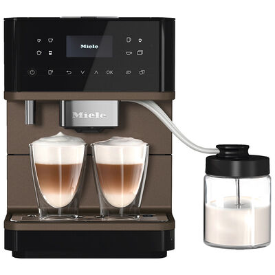Miele MilkPerfection Countertop Coffee Machine with WiFi Connect, Aromatic System, OneTouch for 2 Convenient Cleaning & Maintenance Programs -Obsidian Black with Bronze Front Plate | CM6360OBBR