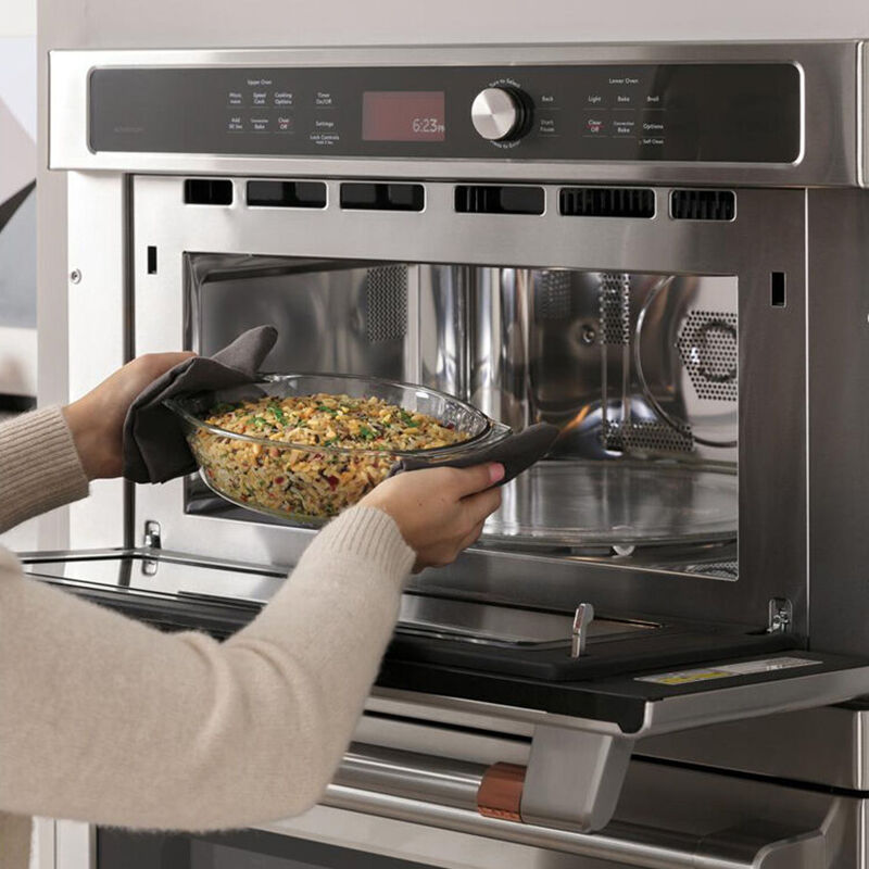 Cafe 30 in. 6.7 cu. ft. Speed Electric Microwave/Wall Oven Combo with True European Convection & Sensor Cooking - Stainless Steel, , hires