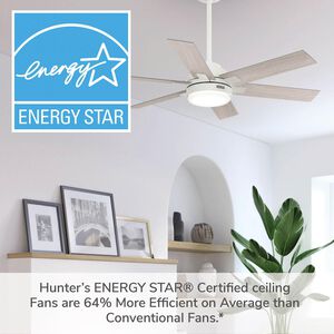 Hunter 52 in. Georgetown Energy Star HunterExpress Ceiling Fan with LED Light Kit & Handheld Remote - Fresh White, , hires