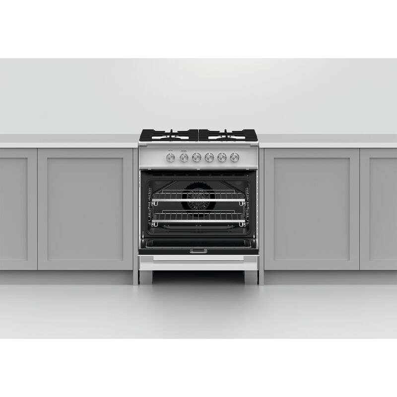 Fisher & Paykel 30 in. 3.5 cu. ft. Convection Oven Freestanding Gas Range with 4 Sealed Burners - White, , hires