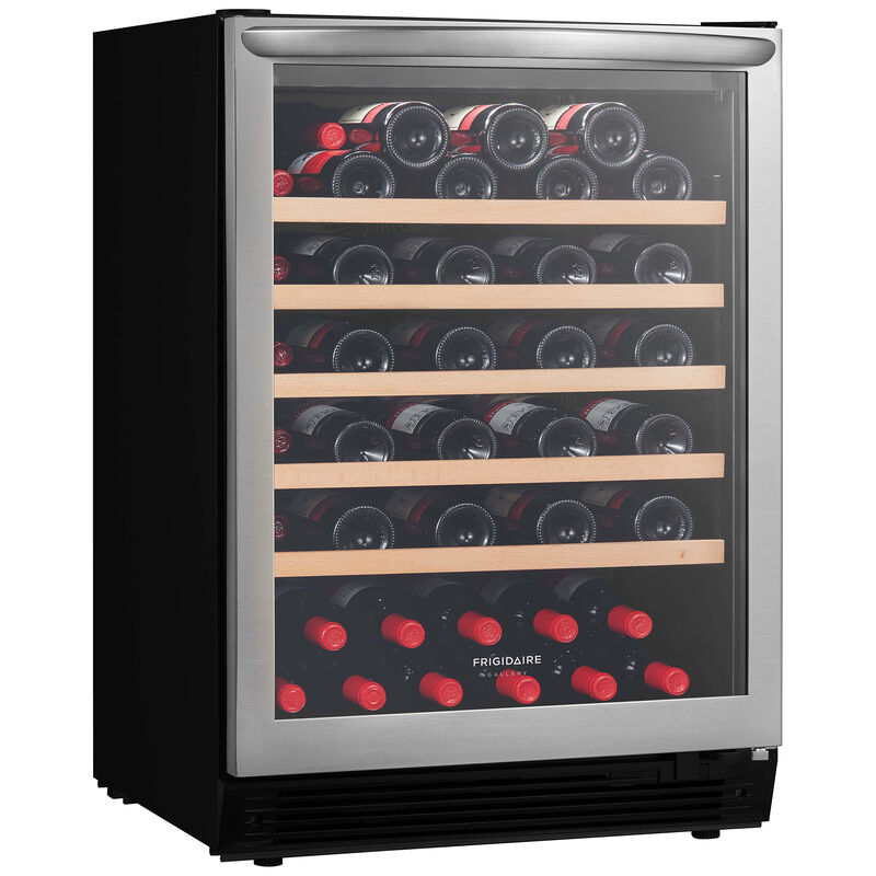Frigidaire Gallery 24 in. Undercounter Wine Cooler with Wire Racks, Single Temperature Zone & 57 Bottle Capacity - Stainless Steel, , hires