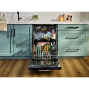 Whirlpool 24 in. Top Control Dishwasher with 47 dBA Sound Level, 3rd Rack & Auto Open Air Dry - Fingerprint Resistant Black Stainless, , hires