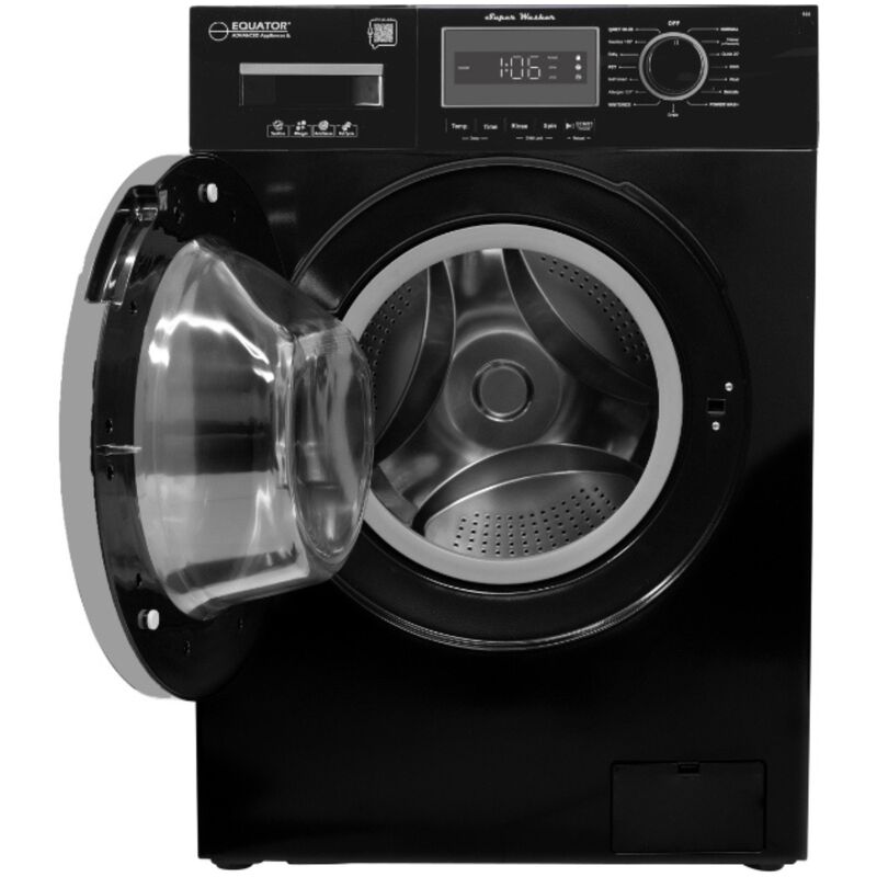 Equator Compact 24 in. 1.57 cu. ft. Stackable Front Load Washer with Pet & Sanitize Cycle - Black, , hires