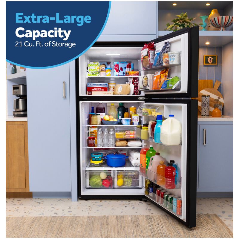 GE 30 in. 21.0 cu. ft. Garage-Ready Top Freezer Refrigerator - Black, Black, hires