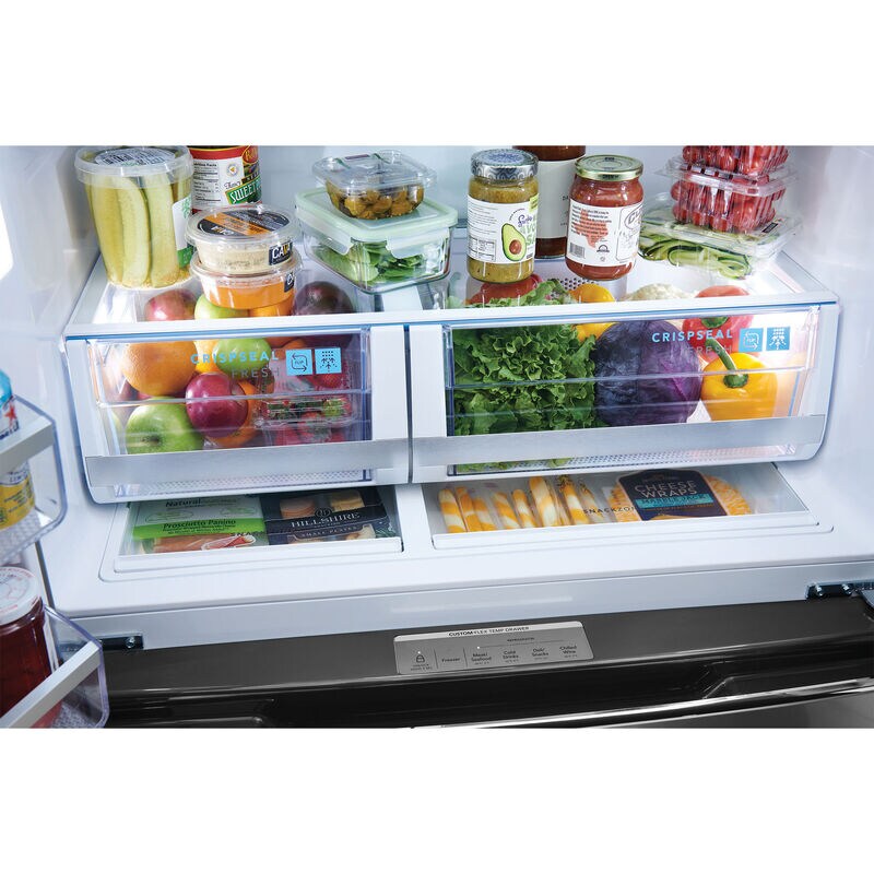 Frigidaire Gallery 36 in. 21.5 cu. ft. Counter Depth 4-Door French Door Refrigerator with External Ice & Water Dispenser and Custom-Flex Temp Drawer - Stainless Steel, Stainless Steel, hires