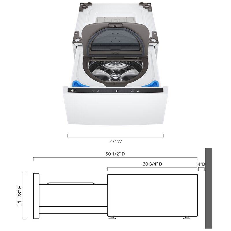 LG SideKick 27 in. 1.0 cu. ft. TwinWash Compatible Pedestal Washer - White, , hires