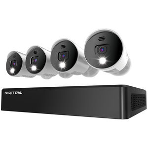 Night Owl - 4-Channel, 4-Camera Indoor/Outdoor Wired 1080p HD 1TB DVR Spotlight Cameras - White, , hires