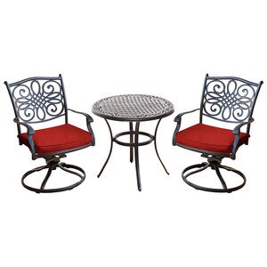 Hanover Traditions 3-Piece Bistro Set - Red, , hires