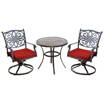 Hanover Traditions 3-Piece Bistro Set - Red | TRADDN3PCRED