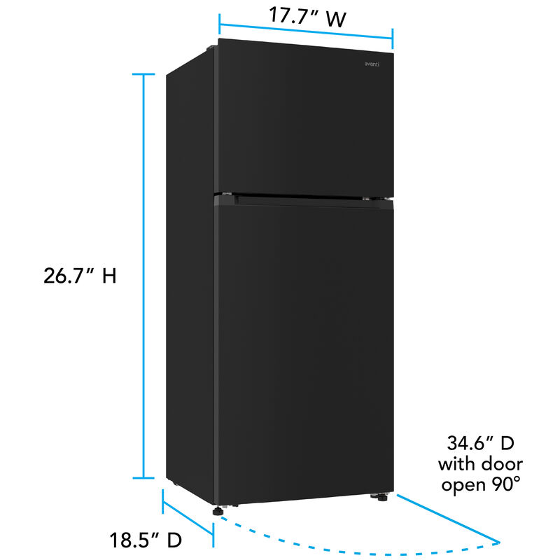 Avanti 28 in. 14.6 cu. ft. Counter Depth Garage-Ready Top Freezer Refrigerator - Black, Black, hires
