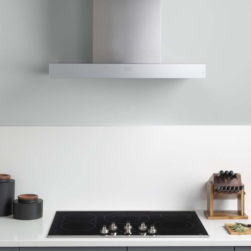 GE 30 in. Chimney Style Range Hood with 4 Speed Settings, Convertible Venting & 3 LED Lights - Stainless Steel, , hires