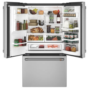 Cafe 36 in. 22.1 cu. ft. Smart Counter Depth French Door Refrigerator with External Ice & Water Dispenser - Stainless Steel, Stainless Steel, hires
