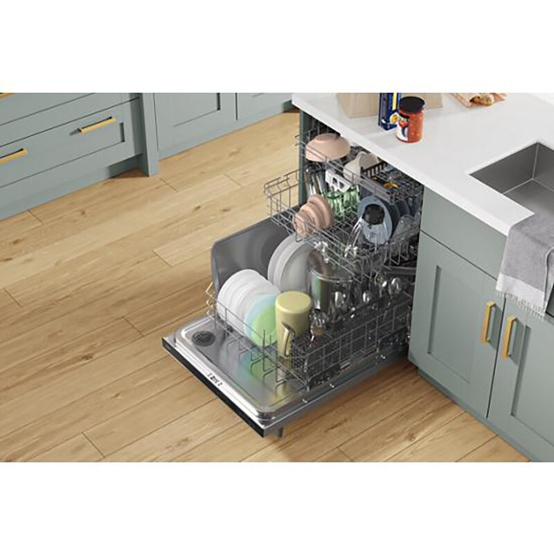 Whirlpool 24 in. Built-In Dishwasher with Top Control, 41 dBA Sound Level, 15 Place Settings, 5 Wash Cycles & Sanitize Cycle - Fingerprint Resistant Stainless, , hires