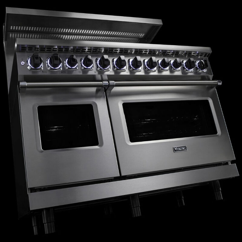 Viking 7 Series 48 in. 7.3 cu. ft. Convection Double Oven Freestanding Natural Gas Dual Fuel Range with 8 Sealed Burners - Stainless Steel, , hires