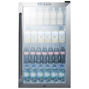 Summit 19 in. Freestanding 3.4 cu. ft. Compact Beverage Center with Adjustable Shelves & Digital Control - Stainless Steel, , hires