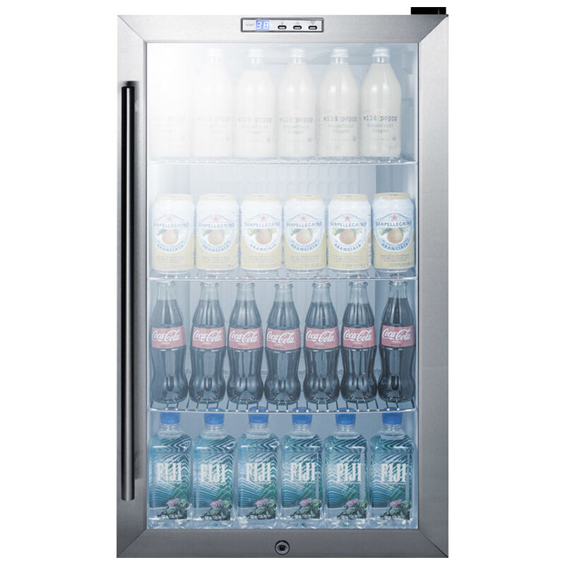 Summit 19 in. Freestanding 3.4 cu. ft. Compact Beverage Center with Adjustable Shelves & Digital Control - Stainless Steel, , hires