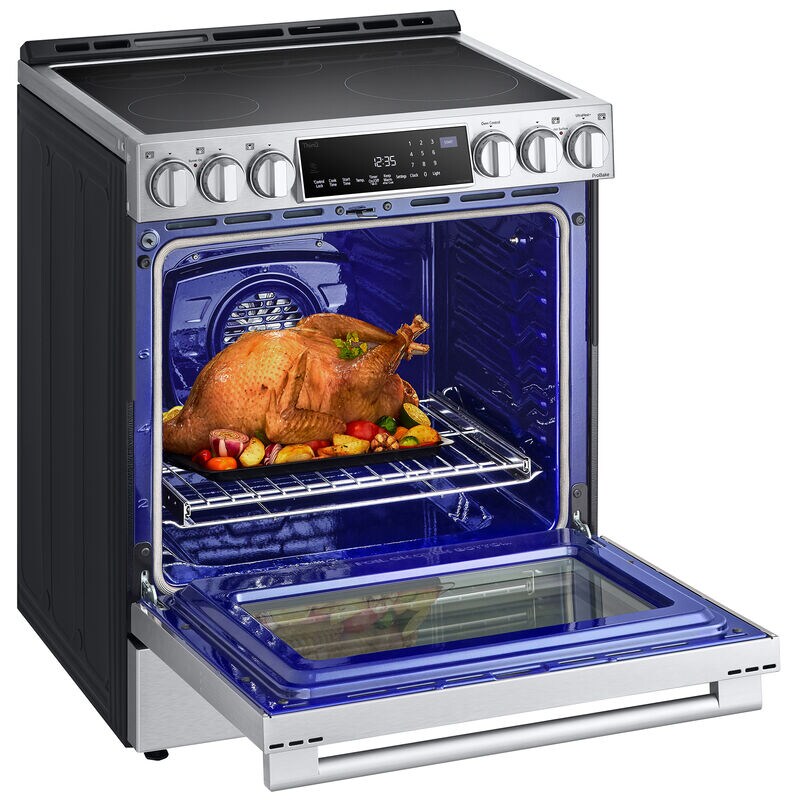 LG Studio 30 in. 6.3 cu. ft. Smart Air Fry True European Convection Slide-In Electric Range with 5 Induction Burners - Stainless Steel, , hires