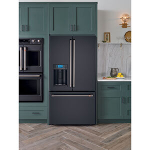 Cafe 36 in. 27.8 cu. ft. Smart French Door Refrigerator with Ice & Water Dispenser - Matte Black, Matte Black, hires