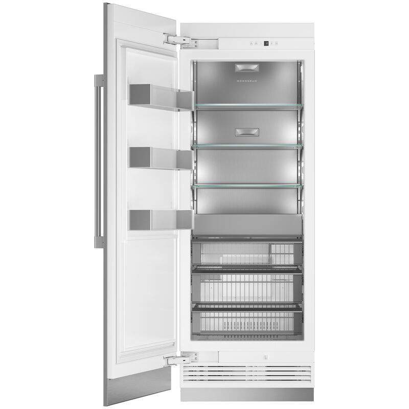 Monogram 30" 16.7 Cu. Ft. Built-In Upright Smart Freezer with Ice Maker, Adjustable Shelves & Digital Control - Custom Panel Ready, , hires