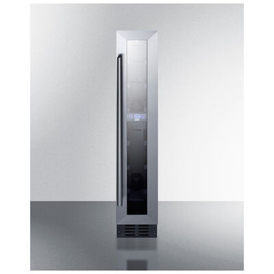 Summit Silhouette Series 6 in. Compact Built-In Wine Cooler with 7 Bottle Capacity, Single Temperature Zones & Digital Control - Stainless Steel | SWC007LHD