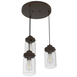 Hunter Devon Park 4.5 in. 3-Light Round Cluster Ceiling Light with Clear Glass - Onyx Bengal, , hires