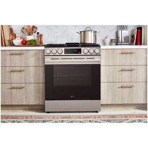LG 30 in. 6.3 cu. ft. Smart Air-Fry Standard Convection Slide-In Gas Range with 5 Sealed Burners & Griddle - PrintProof Stainless Steel, , hires