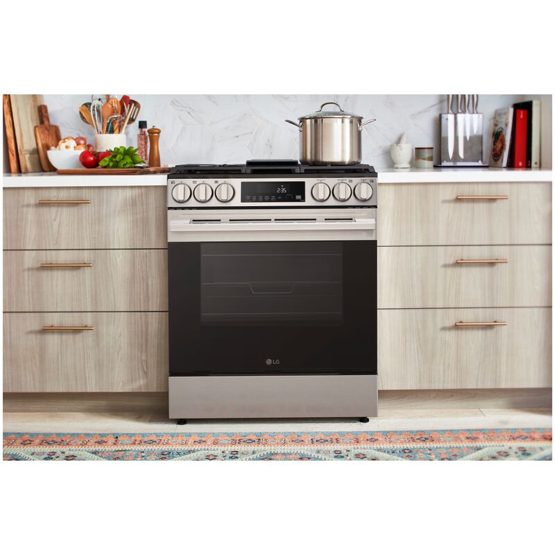 LG 30 in. 6.3 cu. ft. Smart Air-Fry Standard Convection Slide-In Gas Range with 5 Sealed Burners & Griddle - PrintProof Stainless Steel, , hires